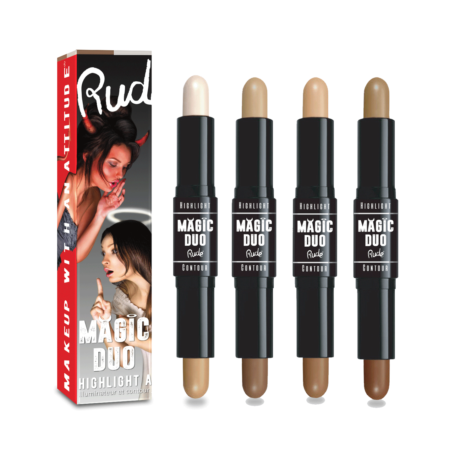 RUDE Magic Duo Highlight & Contour Acrylic Display Set, 48pcs